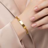 Ladies’ Gold Tone ID Bracelet with Cut Out Cross Plaque