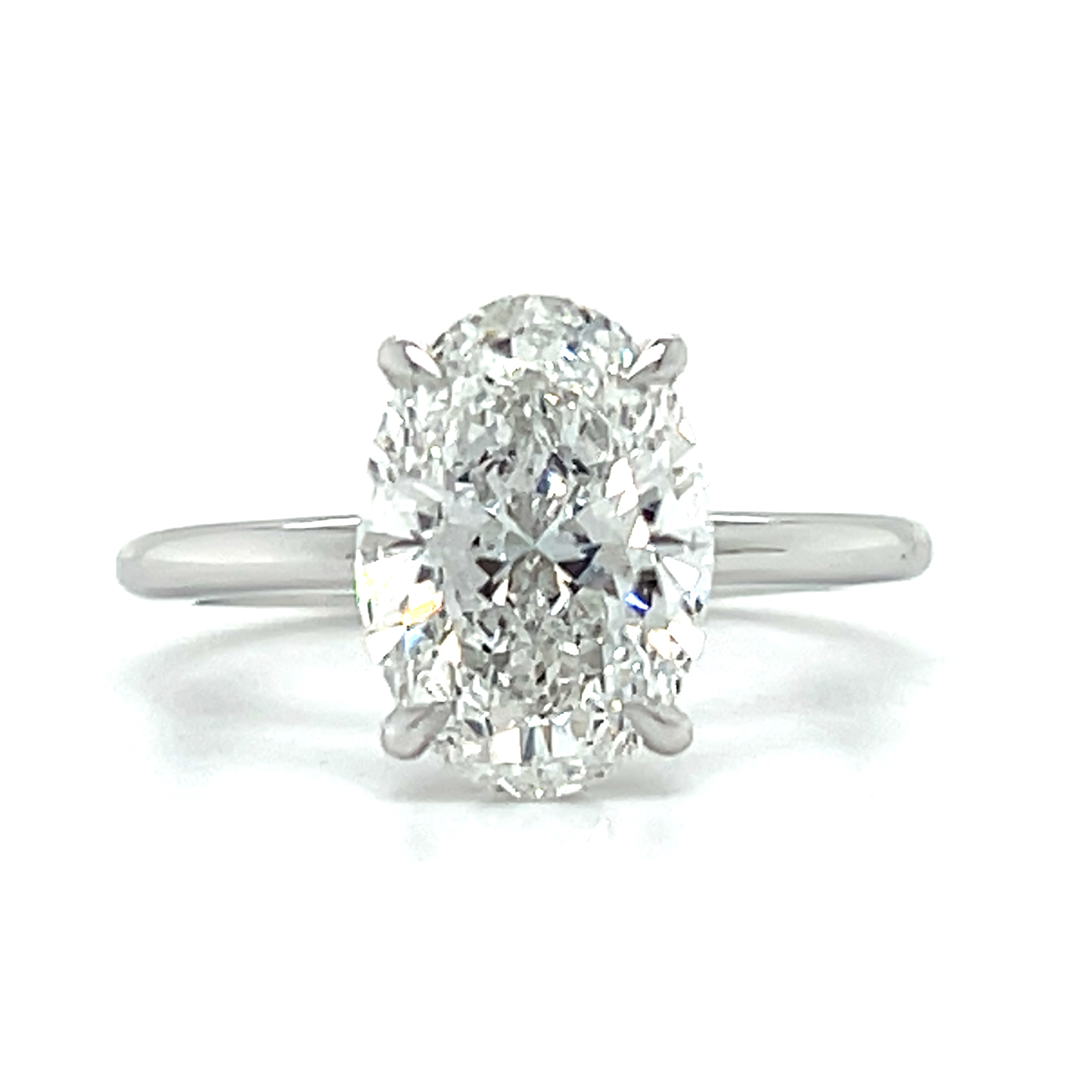 14K White Gold 3.08CT D VS1 IGI Oval Sol Lab Grown Diamond Engagement Ring