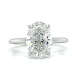 14K White Gold 3.08CT D VS1 IGI Oval Sol Lab Grown Diamond Engagement Ring