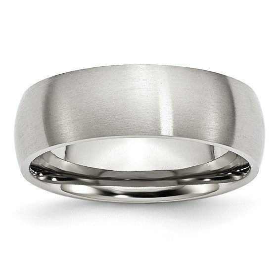 Men's Stainless Steel Brushed 7mm Half Round Band Size 15