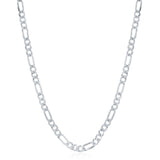 Silver Rhodium Plated 4.2mm Figaro Chain 22"