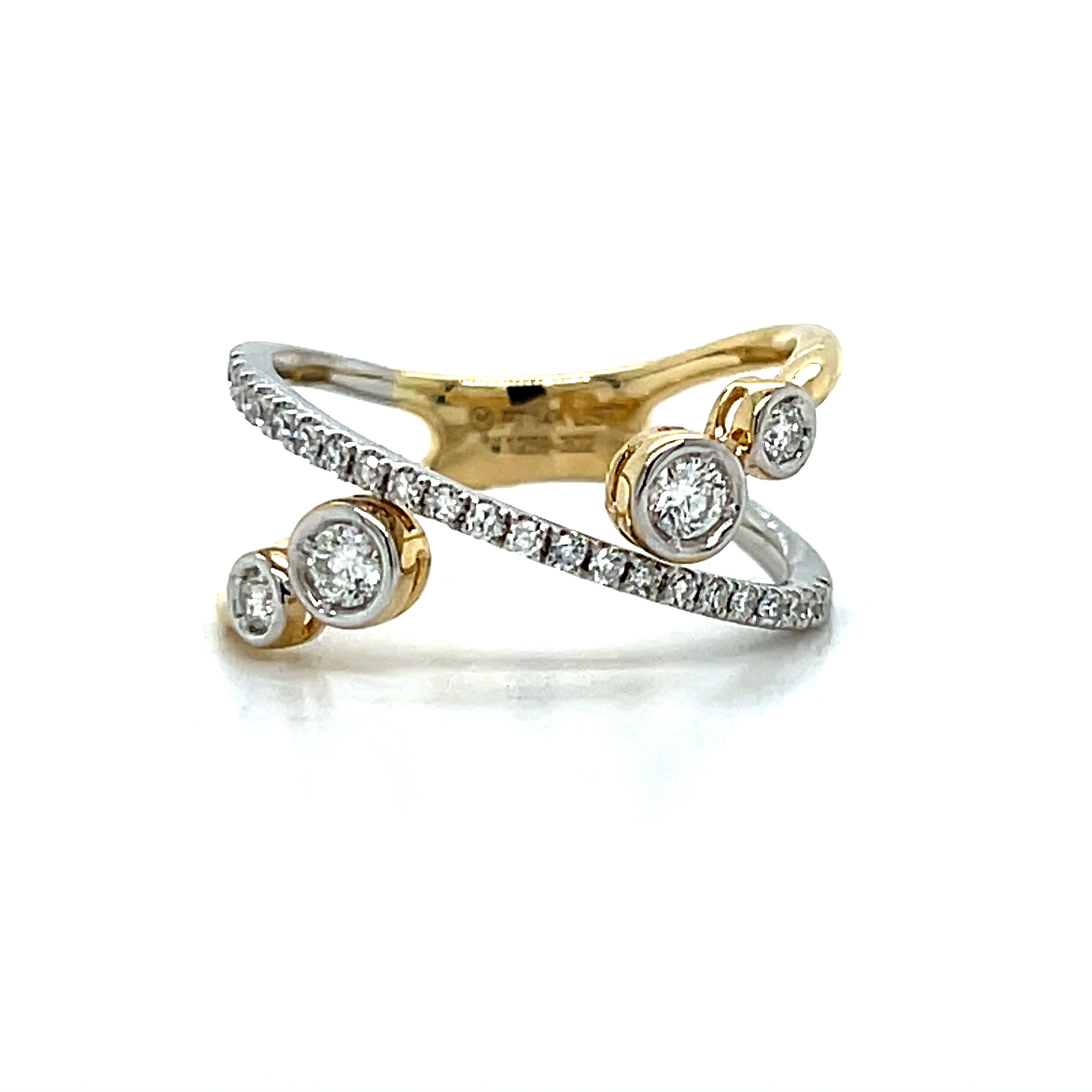 Diamond Criss Cross Fashion Band Ring
