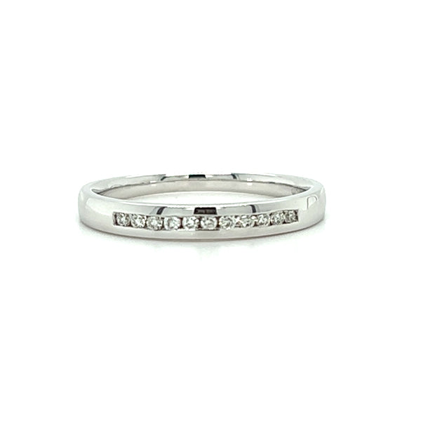White Gold Diamond Channel Set Wedding Anniversary Stackable Band Ring