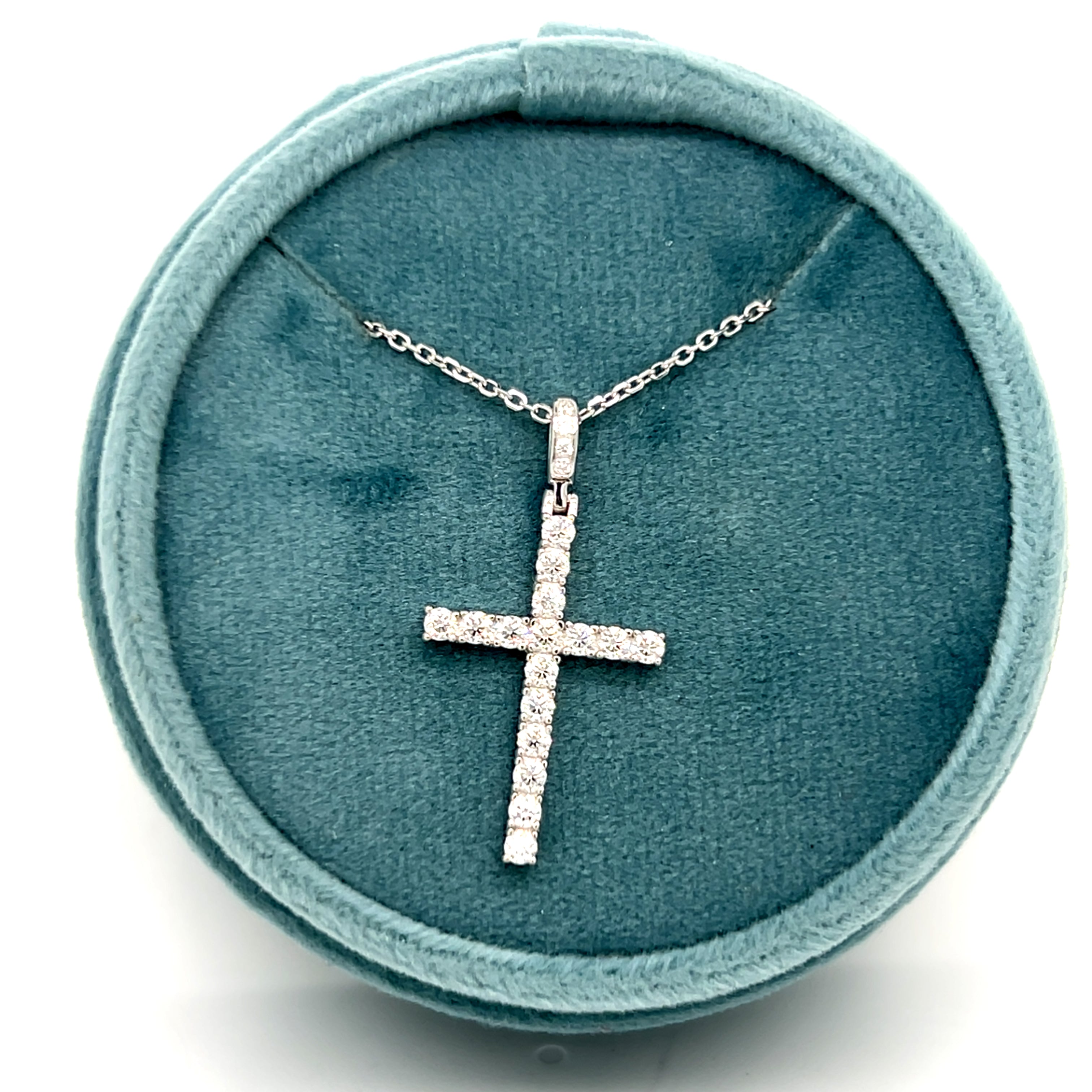Silver Moissanite Cross Necklace