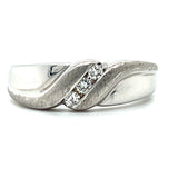 "Major" 14K White Gold .18ct Diamond Men's Wedding Band with Polish and Brushed Finish