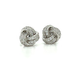Sterling Silver Cubic Zirconia Pave Knot Earrings