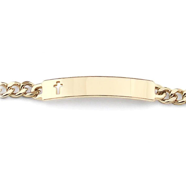 Ladies’ Gold Tone ID Bracelet with Cut Out Cross Plaque