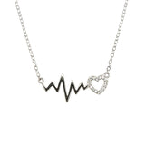 Silver Heartbeat Pendant Necklace