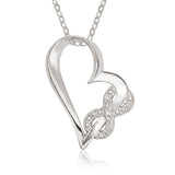 Sterling Silver Open Heart with Pave and Cubic Zirconia Infinity Intertwined Pendant