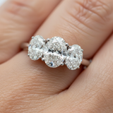White Gold Lab Grown Oval 3-Stone Bridal/Engagement/Wedding/Anniversary Ring