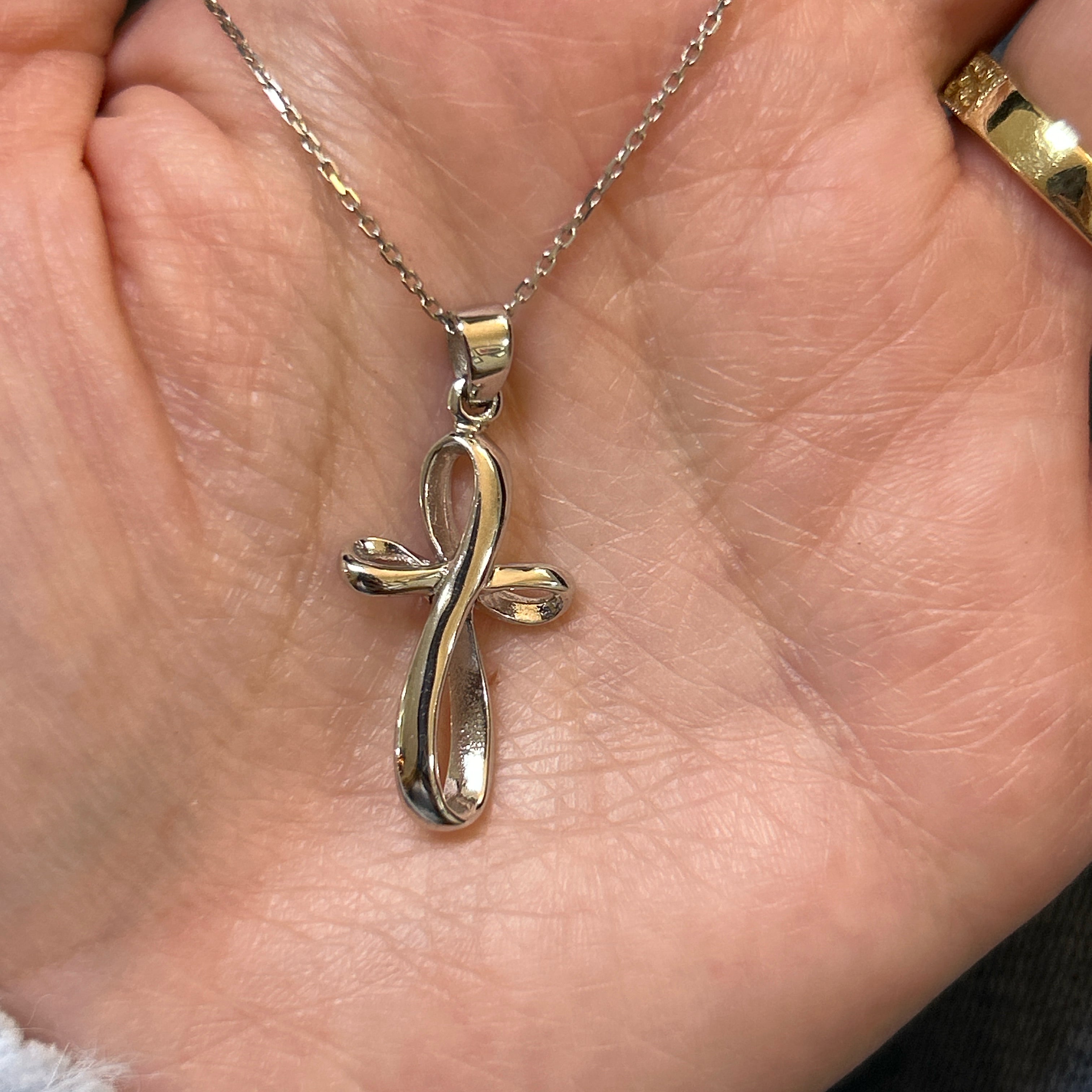 Silver Twist Cross Pendant