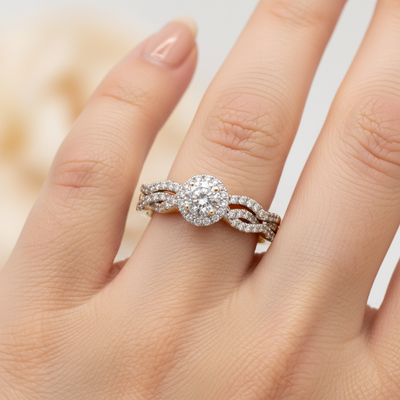 Yellow Gold Diamond Bridal Enggement Ring Set