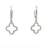 Sterling Silver Cubic Zirconia Van Cleef Style Lever Back Earrings
