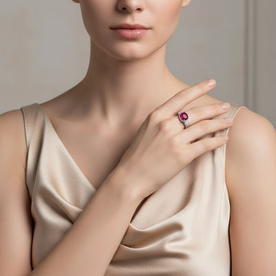 White Gold Diamond and Ruby Ring