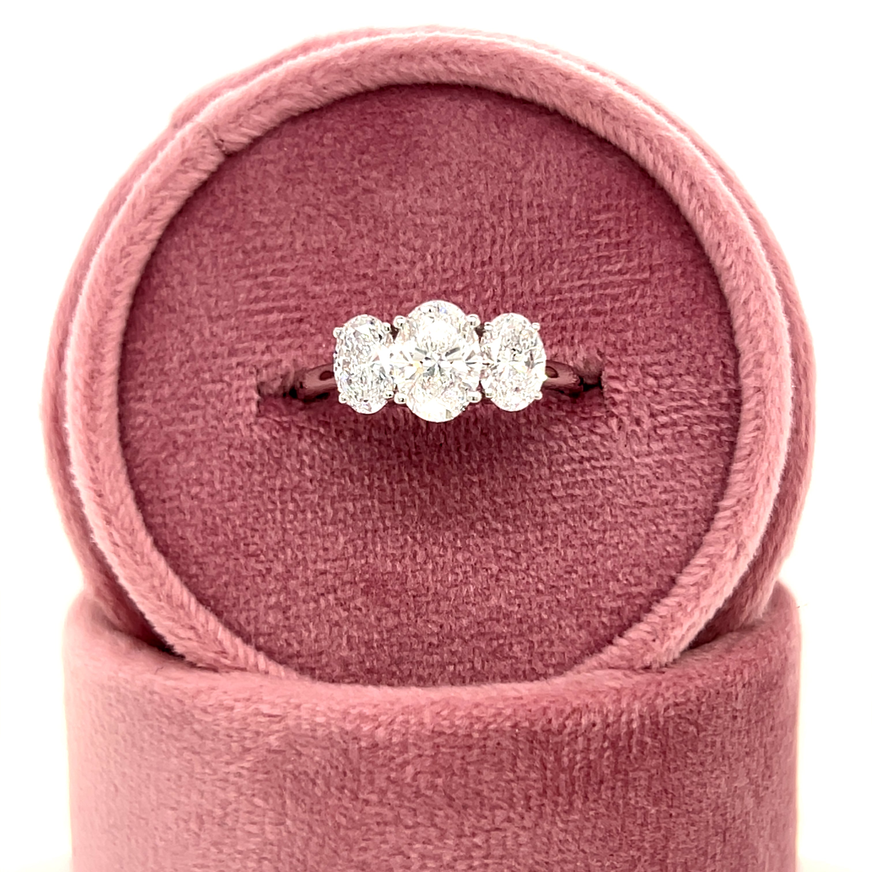 White Gold Lab Grown Oval 3-Stone Bridal/Engagement/Wedding/Anniversary Ring