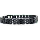 Stainless Steel Black-IP 9mm Watch-Link Bracelet 8+0.5"