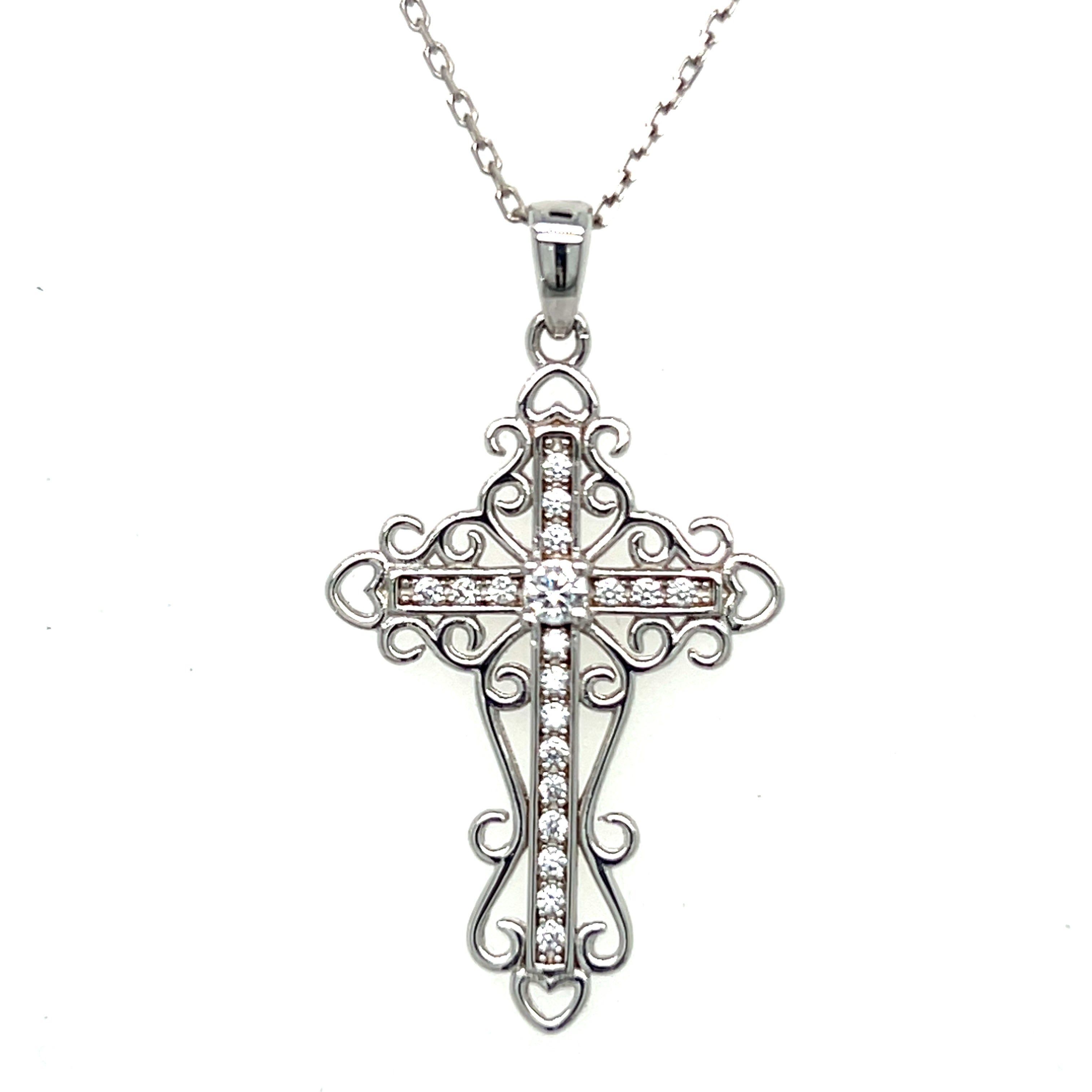 Sterling CZ Cross Pendant