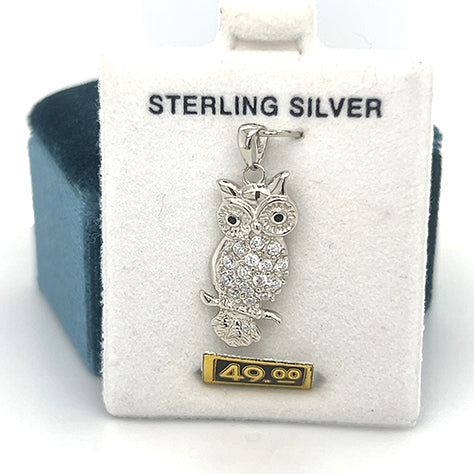 Sterling Silver Cubic Zirconia Owl Charm