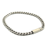 Stainless Steel 4.6mm Curb Key Clasp Bracelet 7"