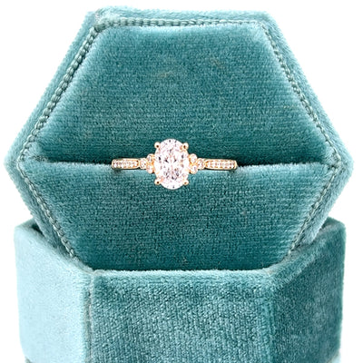 14K Yellow Gold .12 Carat Total Weight VS2-SI1 Clarity, FG Color Diamond 7x5mm Oval Center Semi Mount Bridal Engagement Ring