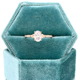 14K Yellow Gold .12 Carat Total Weight VS2-SI1 Clarity, FG Color Diamond 7x5mm Oval Center Semi Mount Bridal Engagement Ring