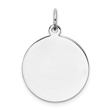 Sterling Silver Rhodium Plated Engravable Round Polished Front/Back Disc Charm