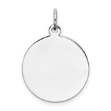 Sterling Silver Rhodium Plated Engravable Round Polished Front/Back Disc Charm