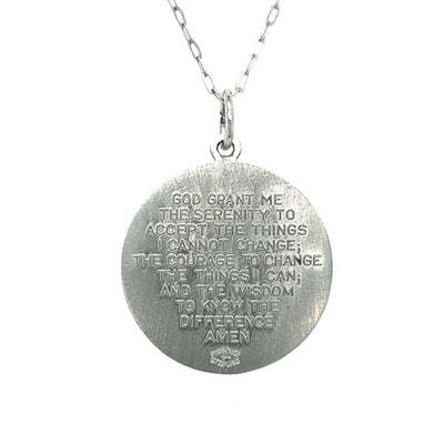 Sterling Silver Serenity Prayer Necklace on 18" Open Link Chain