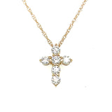 14K Yellow Gold Diamond Cross Pendant