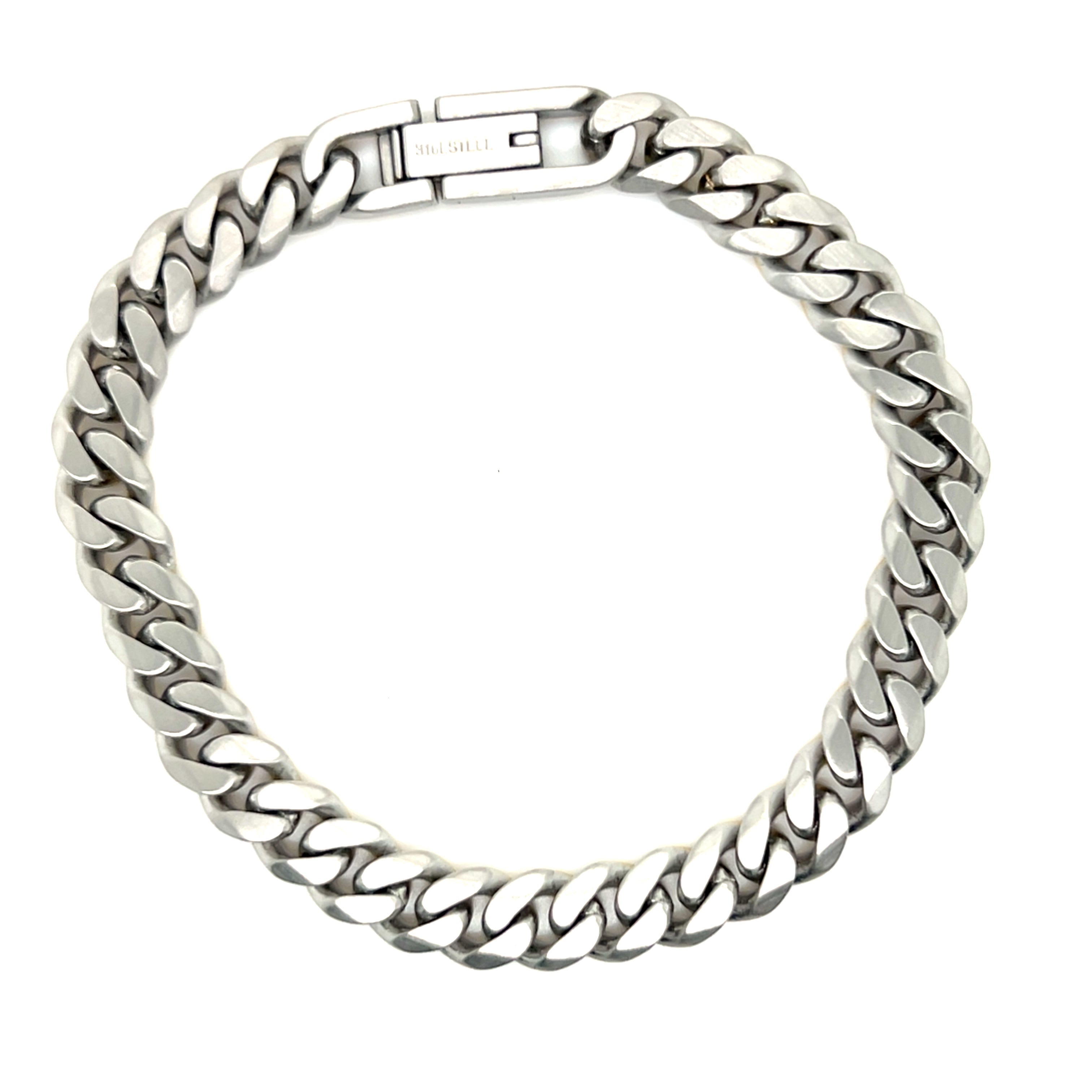 Stainless Steel Gold-IP Reversible Matte 7.7mm Curb-Link Bracelet 8"