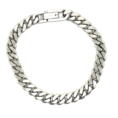 Stainless Steel Gold-IP Reversible Matte 7.7mm Curb-Link Bracelet 8"
