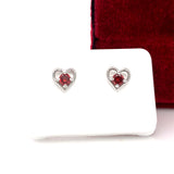 Sterling Silver January Birthstone Earrings with Open Heart Design,  Little Girl Jewelry