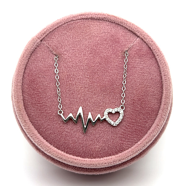 Silver Heartbeat Pendant Necklace