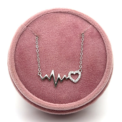 Silver Heartbeat Pendant Necklace