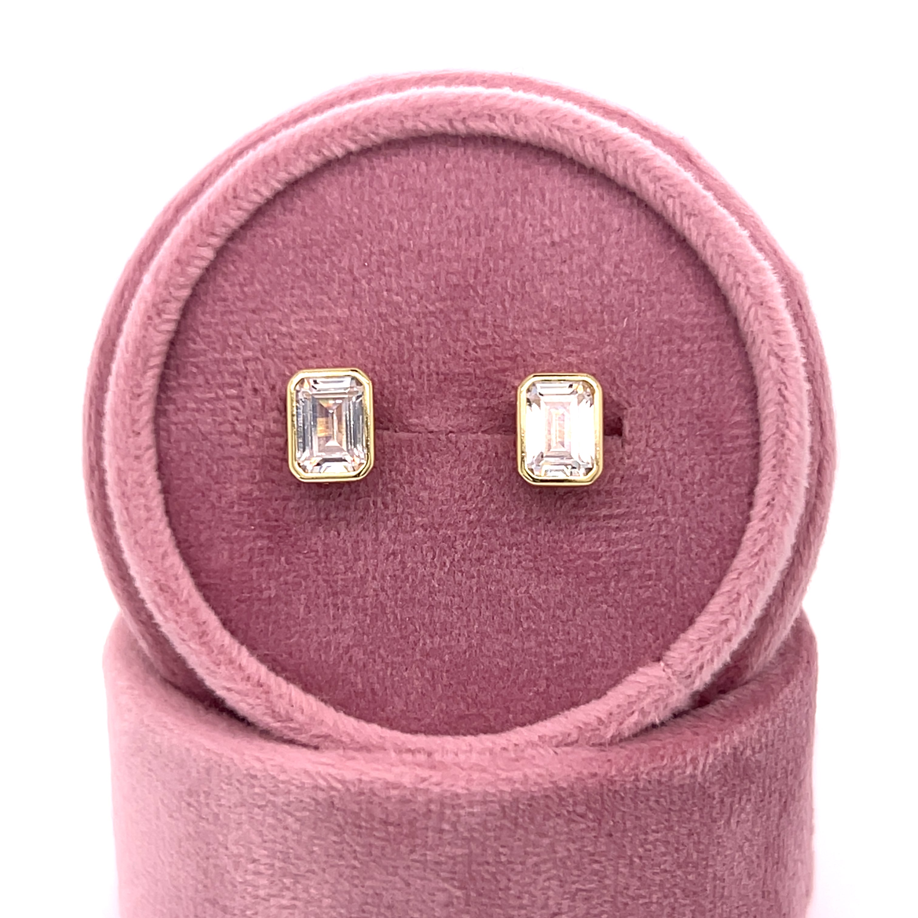 Sterling Silver Gold Plate Rectangle Cubic Zirconia Earrings BLACK FRIDAY 2025