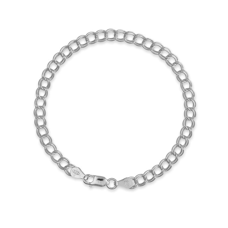 Sterling Silver 4mm Charm Bracelet 8"