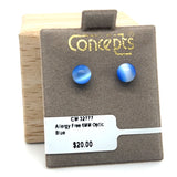 6mm Optic Blue Allergy Free Earrings