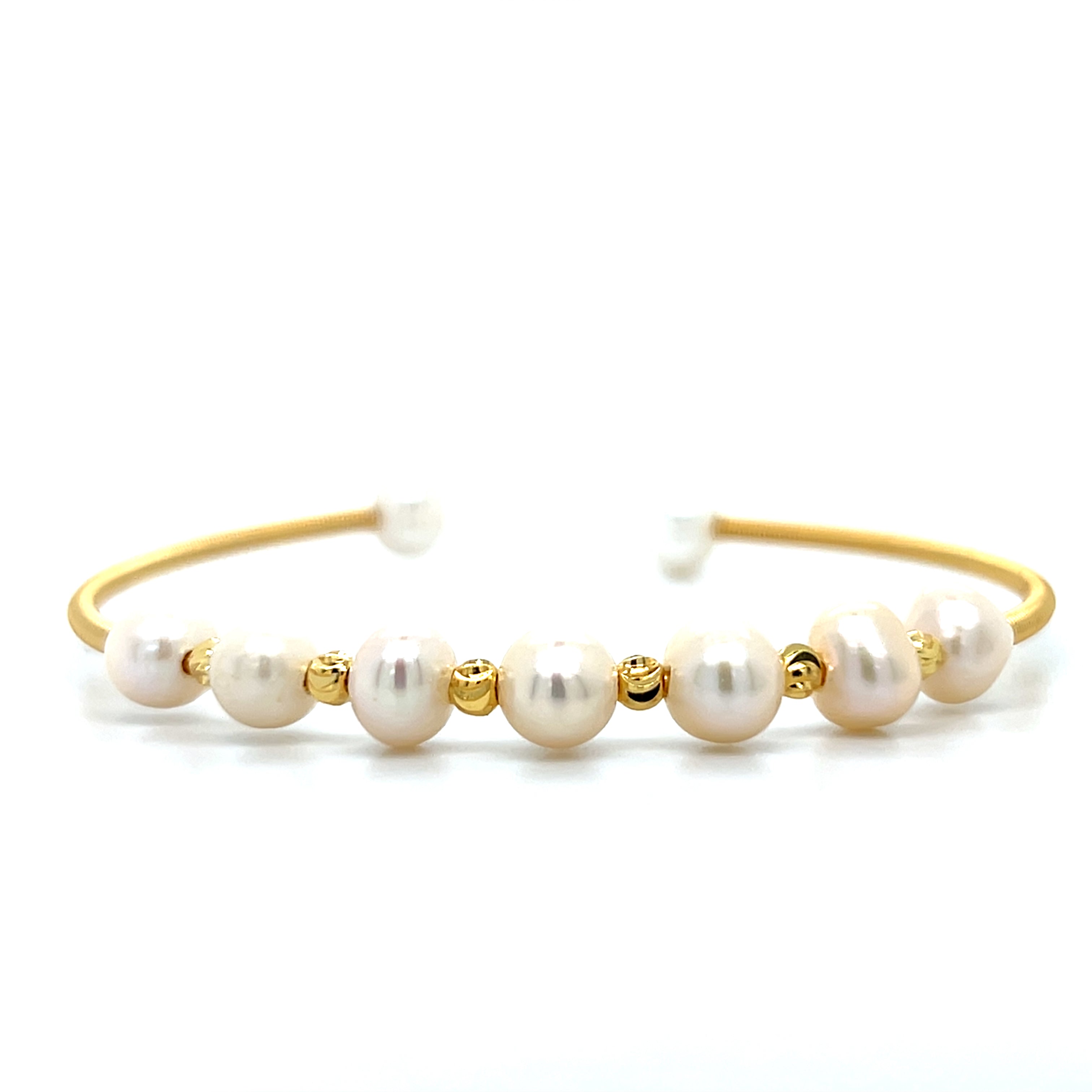 Yellow Plated 7mm Cultured Pearl Adjustable Cuff