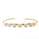 Yellow Plated 7mm Cultured Pearl Adjustable Cuff