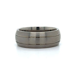 Men’s 8mm Brushed Titanium Wedding Band with 2 Grooves Size 8