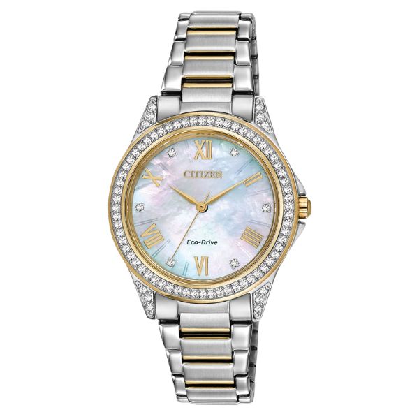 Ladies'  Eco-Drive Crystal and Mother-of-Pearl Watch