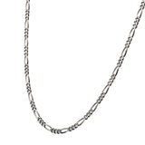 Men's Silver Black Rodium Plated Brushed Satin Finish Figaro Chain 22"