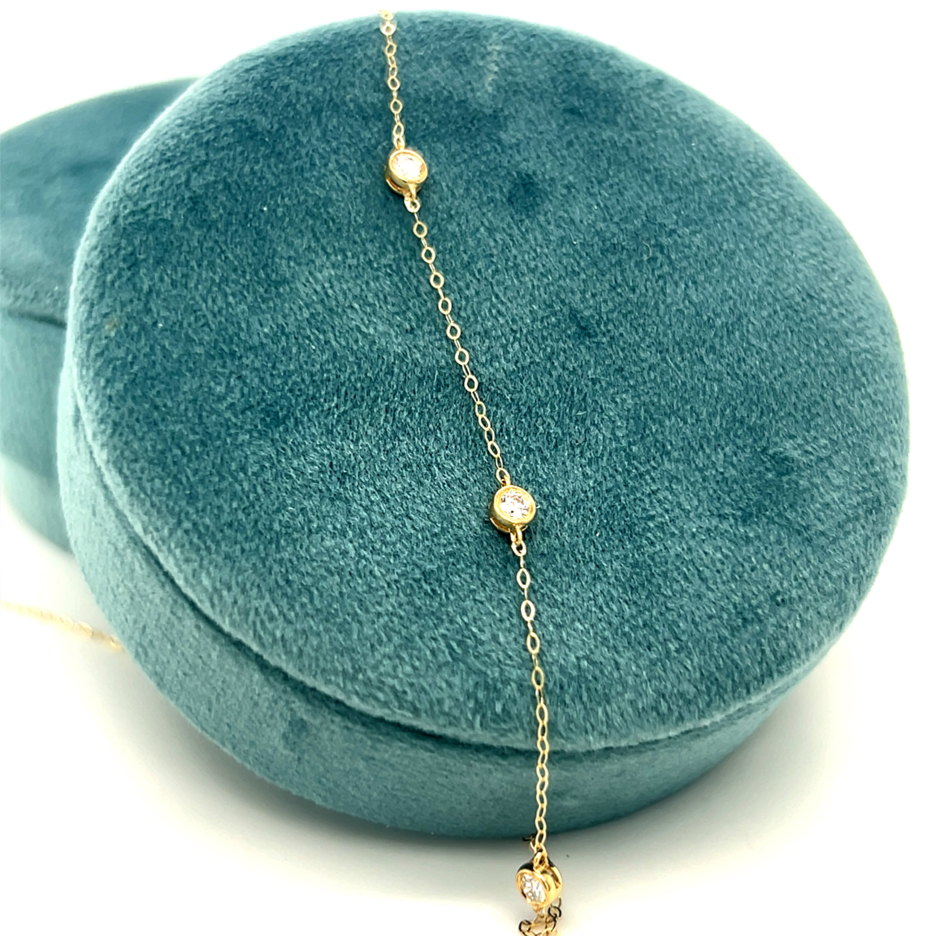 Yellow Gold Lab Grown Diamond Station Necklace