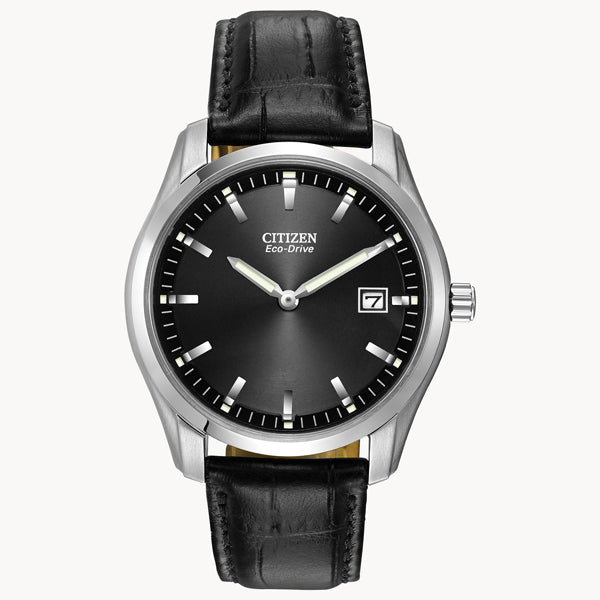 Citizen Men's Quartz Black Croc Embossed Leather Strap Watch