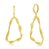 Sterling Silver Gold Plated Twisted Triangle Design Dangle Earrings