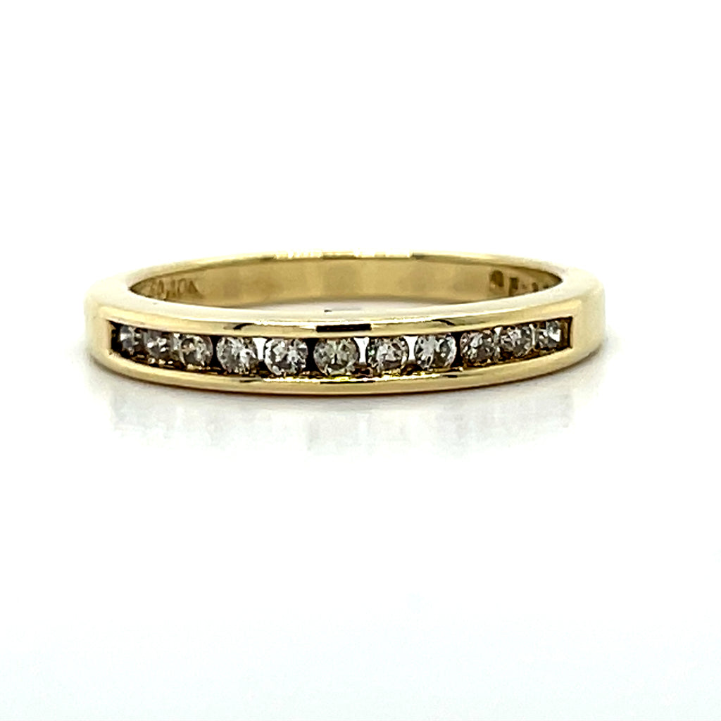 "Alessia" 10K Yellow Gold 1/4CT Diamond Channel Set Wedding Band Estate Collection