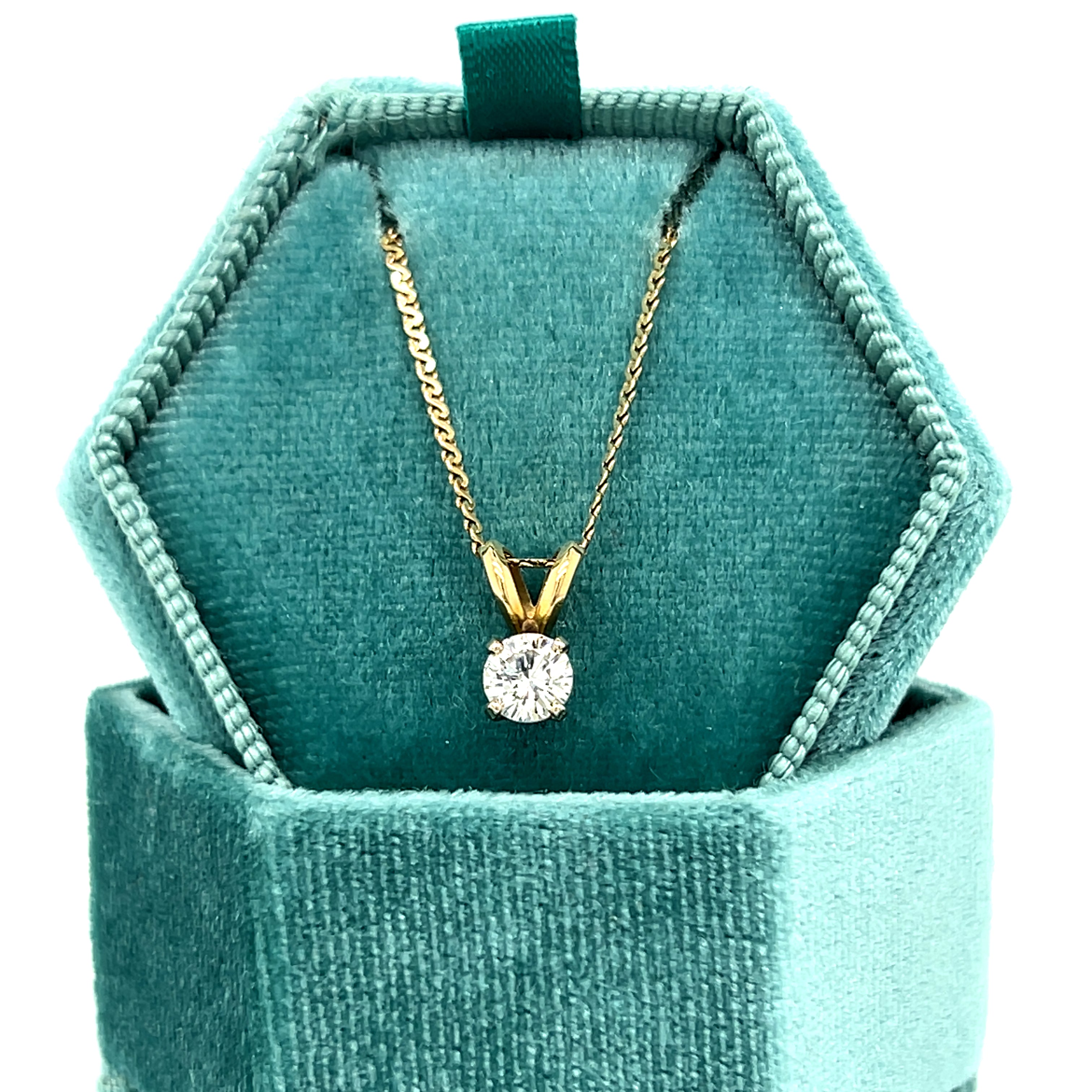 "Adaline" 14K Two-Tone 0.47 Carat Round Diamond Solitaire Pendant Estate