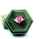 "Alby" 10K Yellow Gold Created Ruby and Diamond Ring Estate