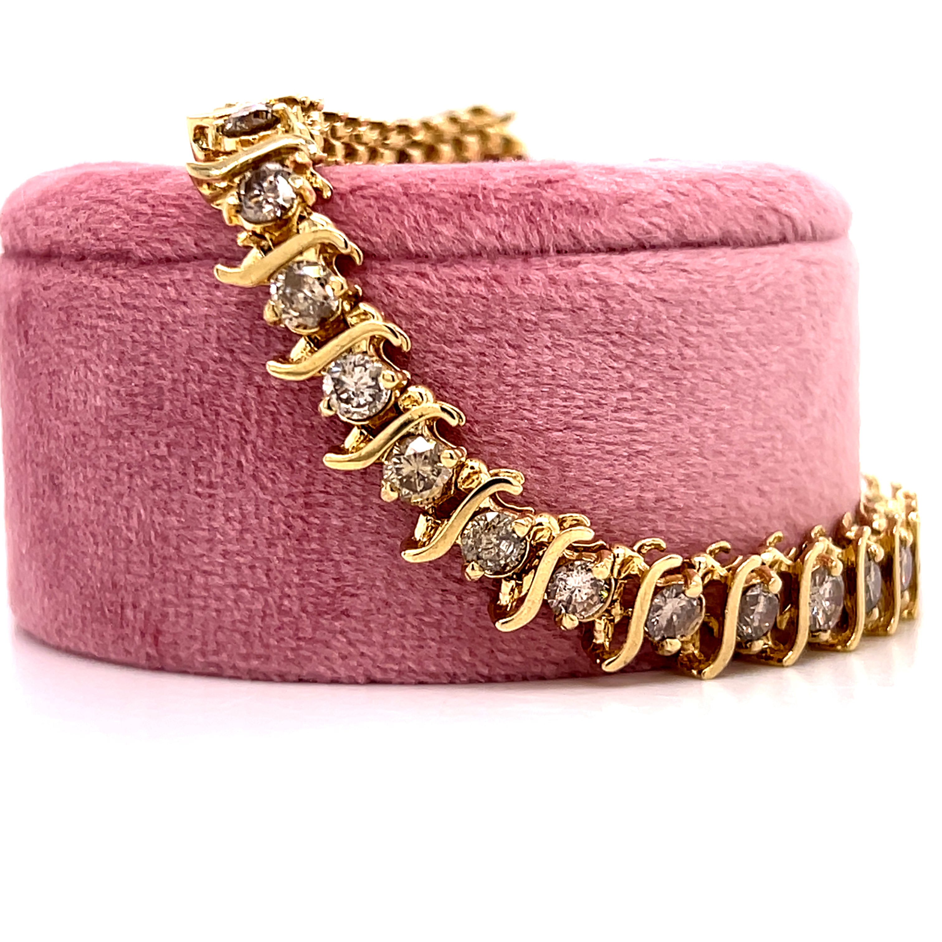 "Amaryllis" 14K Yellow Gold 17g 6CT Tennis Bracelet 7" Estate