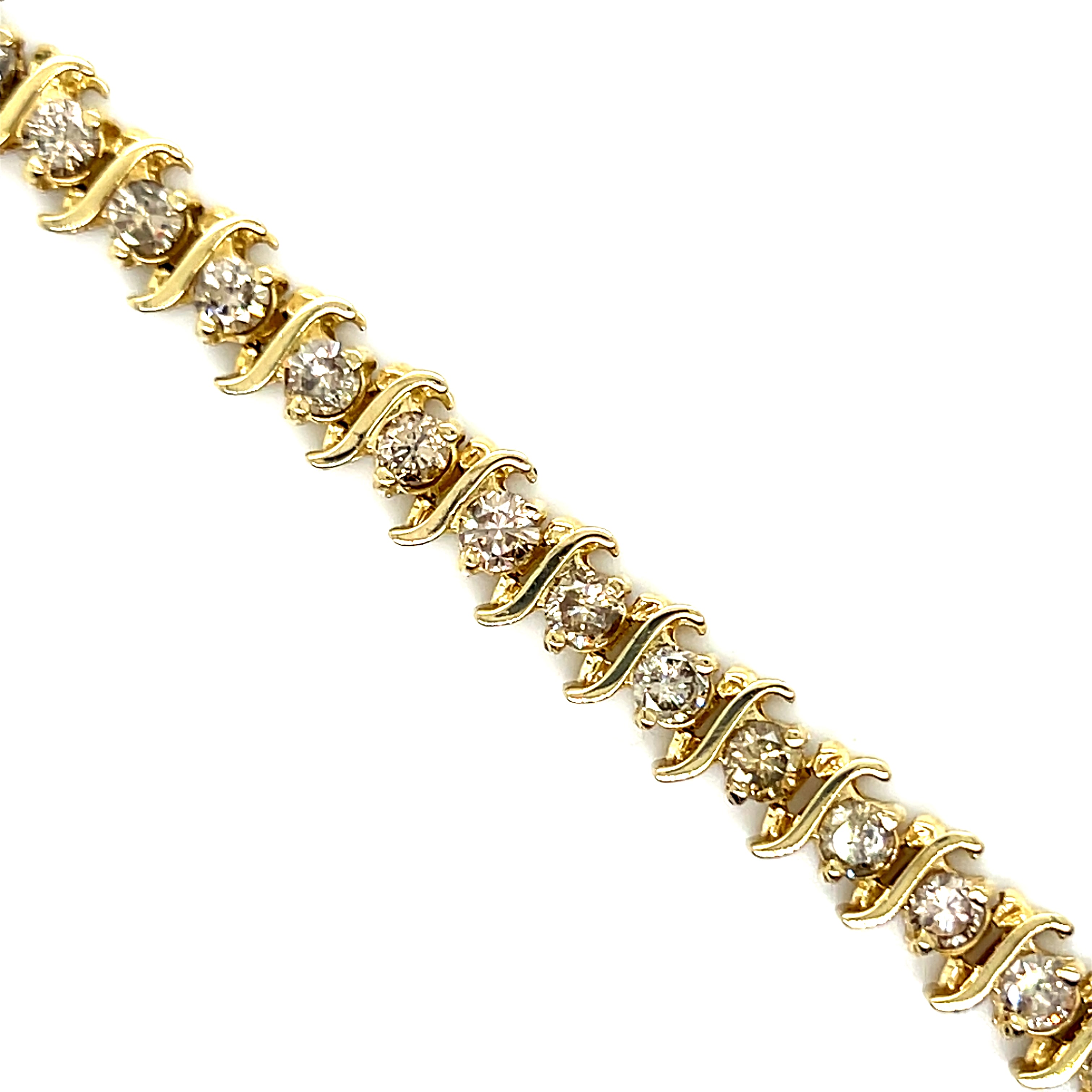 "Amaryllis" 14K Yellow Gold 17g 6CT Tennis Bracelet 7" Estate